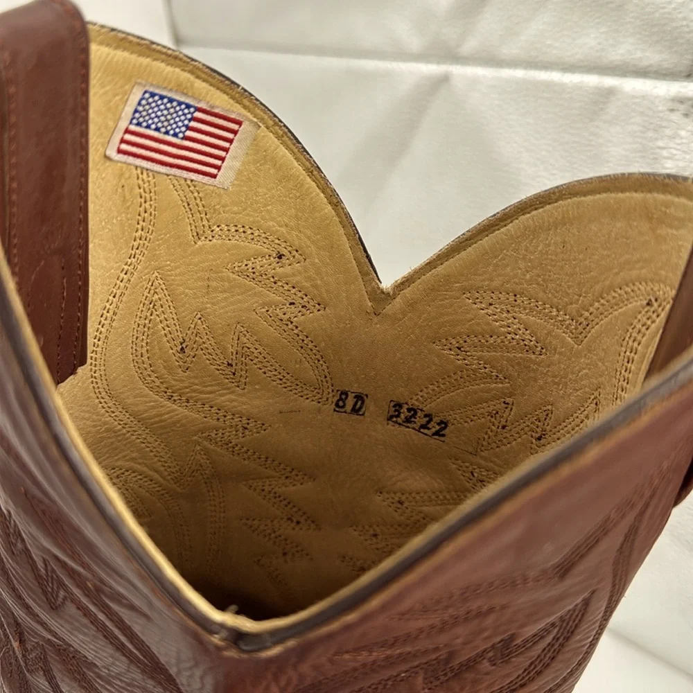 HERITAGE WEST - Vintage Cowboy Brown leather‎ Rodeo western boots USA size 8D